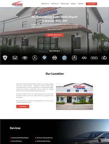 The old Northwest Collision website before redesigning.
