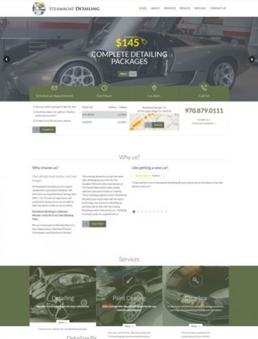The old Steamboat Detailing Website before redesigning.